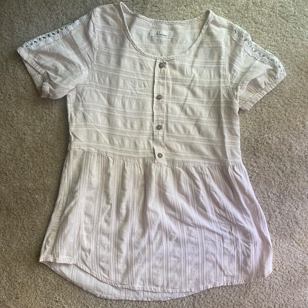 Notoriousa Cream 100% Cotton Babydoll Henley Boho shirt Size M